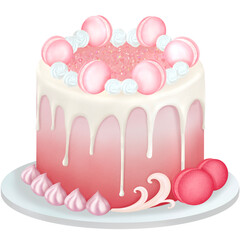 White chocolate cake with macarons 