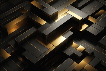 Abstract black and gold background. Generative Ai