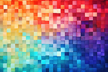 colorful abstract background with cubes in blue, orange, red and yellow. Generative Ai - obrazy, fototapety, plakaty