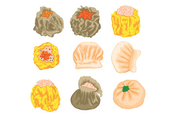 Set Of Chinese Food Dim sum Vector