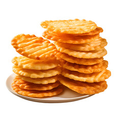 Fried shrimp chips isolated on png background