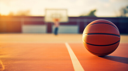 Naklejka premium basketball ball on the court