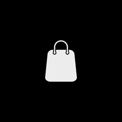 Shopping bag icon simple sign isolated on black background