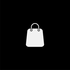 Shopping bag icon simple sign isolated on black background