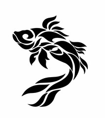 graphic vector illustration of tribal art tattoo fish with black color