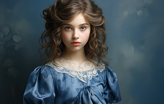 - 1. photo of the girl wearing a blue dress , generative ai