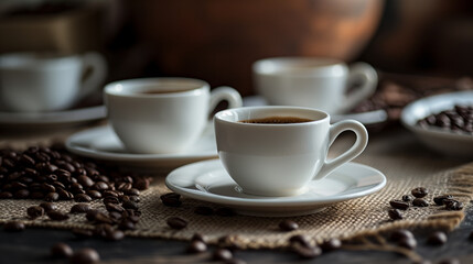  Coffee Cups Amidst Roasted Beans
