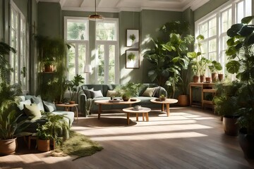 Fototapeta na wymiar an ultra-realistic and detailed image of an indoor garden sitting space