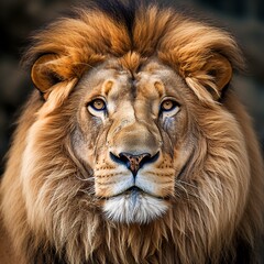 Saffron ala lion seated facing forward image Generative AI
