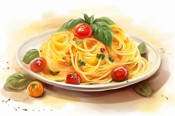 Illustration of a delightful Italian pasta dish. Generative AI