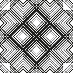 Seamless geometric pattern from lines. Vector decorative square ornament. Black pattern on white background. Strict monochrome design. Paper for scrapbooking, wallpapers, wrapping.