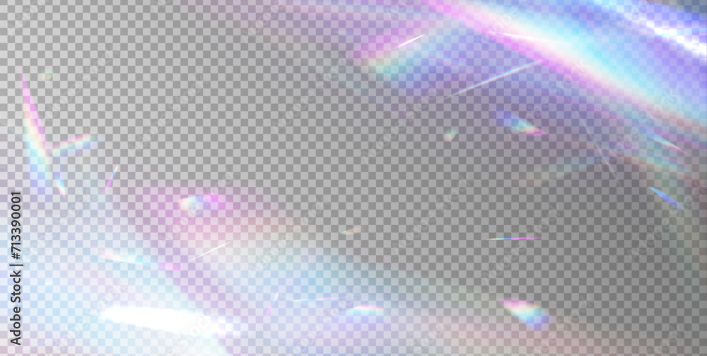 Aufkleber Abstract refraction glow effect on black background. Transparent light refraction pattern for adding effects to backgrounds and objects. Crystal and jewelry, prism, glare. 