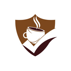 Coffee Check vector logo design. Coffee cup with a check mark.