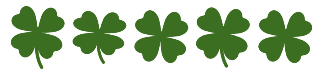 Five leaf simple icon set. Clover vector illustration.
