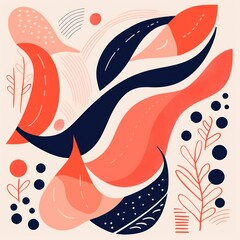 Fototapeta na wymiar Salmon abstract simple shapes
