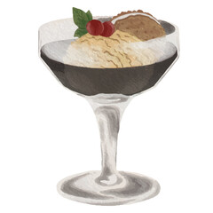 Hand Drawn Affogato Coffee Illustration