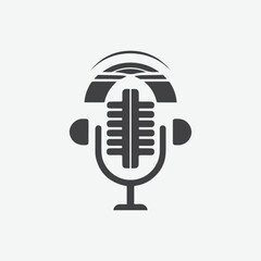 Podcast logo design template vectors