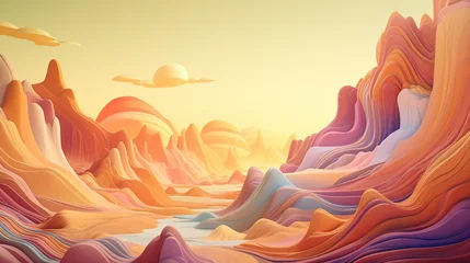 Poster Abstract landscapes where 2D and 3D worlds collide, forming a visually striking and innovative composition that plays with perspective Ai Generative © SK