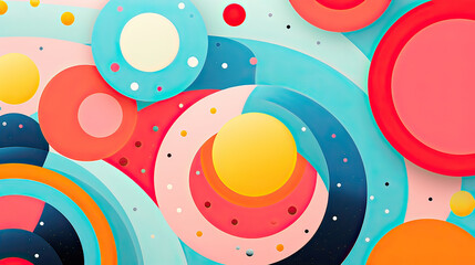Abstract background design inspired by the 1950s, 1960s, and 1970s, using vibrant circles, retro color palettes, and psychedelic patterns to evoke the spirit of the mid-20th century Ai Generative