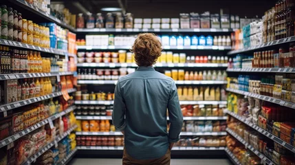 Fotobehang Supermarket shopping standing looking. AI generated © SazzadurRahaman