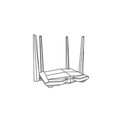 Collection of vector symbols in trendy flat style on a white background.router line icon, solid vector logo, and a linear pictogram isolated on white—wifi router icon vector illustration logo design.