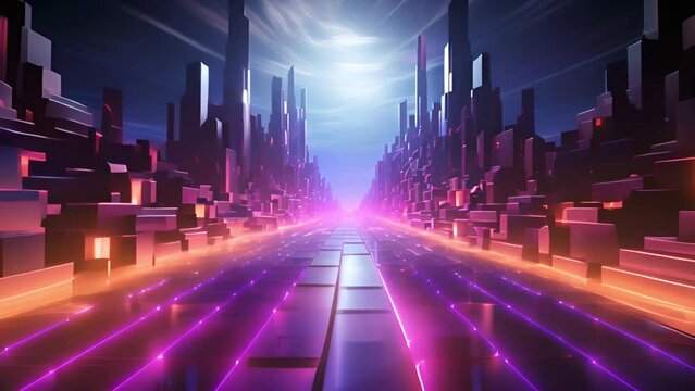 Futuristic cyber city landscape with glowing skyscrapers, digital technological concept Generative AI