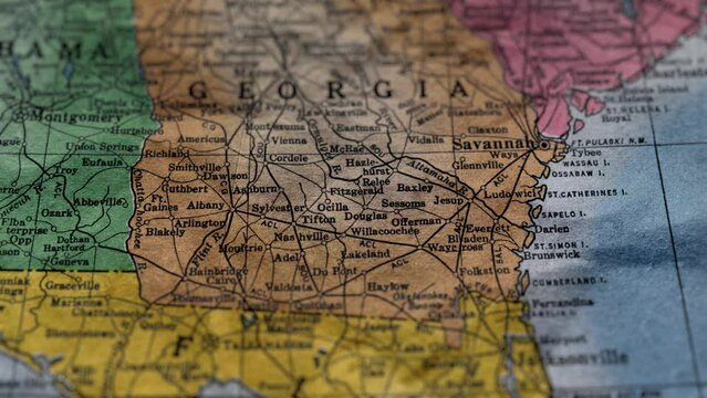 Georgia State Paper Map USA, Slider Shot
