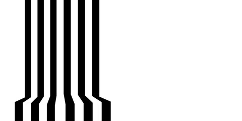 Black on white abstract perspective line stripes with 3d dimensional effect isolated on white. stripes optical art illusion.	