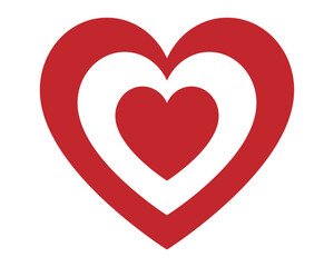 Red heart love shapes icon. Simple illustration optical heart