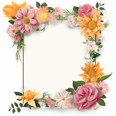 Wildflower rose flower floral frame red rose,hulthemia, rosa. Aquarelle wild flower for background, texture, wrapper pattern, frame or border.generative ai.