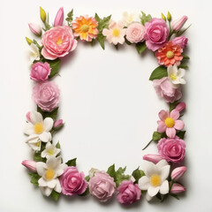 Wildflower rose flower floral frame red for background, texture, wrapper pattern, frame or border. generative ai.