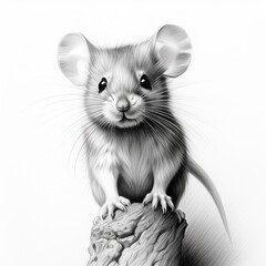 Pencil sketch very nice mouse animal image Generative AI