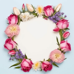 Wildflower rose flower floral frame red rose,hulthemia, rosa. Aquarelle wild flower for background, texture, wrapper pattern, frame or border.generative ai