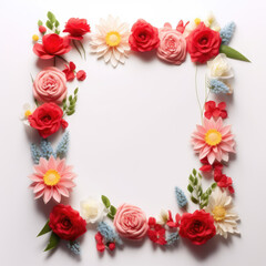 Obraz premium Wildflower rose flower floral frame red for background, texture, wrapper pattern, frame or border. generative ai.