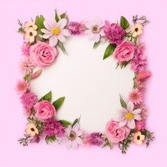 Wildflower rose flower floral frame red for background, texture, wrapper pattern, frame or border. generative ai.