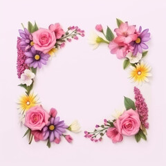 Wildflower rose flower floral frame red for background, texture, wrapper pattern, frame or border. generative ai.