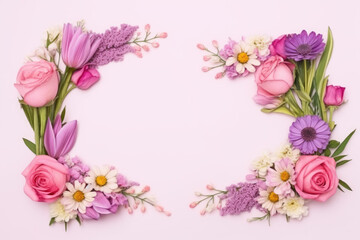 Fototapeta premium Wildflower rose flower floral frame red rose,hulthemia, rosa. Aquarelle wild flower for background, texture, wrapper pattern, frame or border.generative ai.