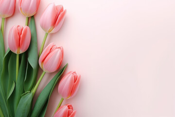 Obraz premium Pink tulips on pink background. Generative AI