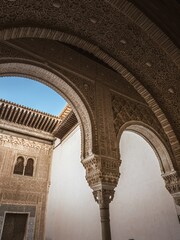 Detail of a column head at the Gilded Room Courtyard (Patio del Cuarto Dorado), Alhambra - Granada,...