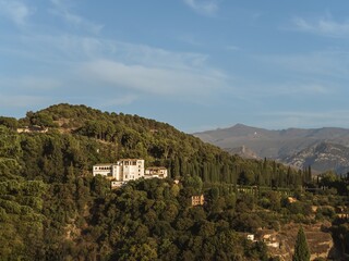 Fototapeta premium The Albaicin gardens of the Alhambra in Granada, Andalusia, Spain, and the Sierra Nevada