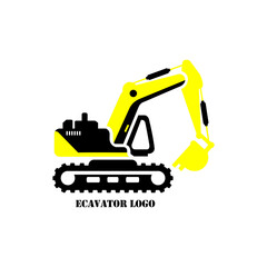 ecavator shaped logo design with minimalist style