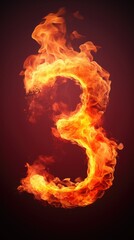 fire number 3 made of fire flames. number three symbol. isolated on black. hot red and orange symbol
