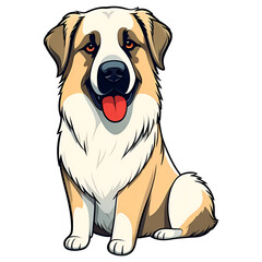 cartoon anatolian shepherd dog puppy breed, vector illustration, logo icon tattoo, head / face / full body art, isolated on white background, transparent PNG