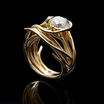 modello di un bellissimo solitario di fantasia indossato da una mano femminile, in oro bianco