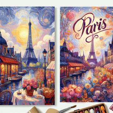 watercolor eiffel tower travel poster