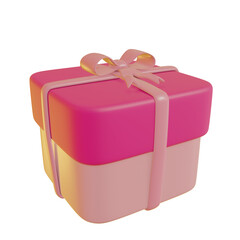 3d red gift boxes open and closed standing on the floor with pink pastel ribbon bow isolated on a light background. 3d render modern holiday surprise box