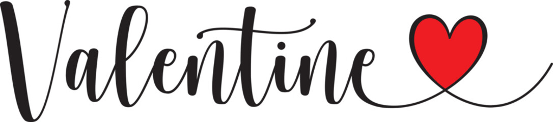 Valentine’s Day typography text on plain white transparent isolated background for card, shirt, hoodie, sweatshirt, apparel, tag, mug, icon, poster or badge