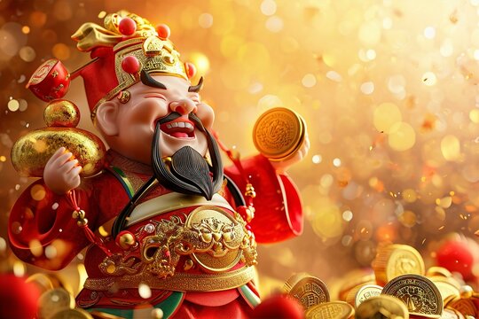 Chinese New Year celebration with blessings from the Chinese god of wealth