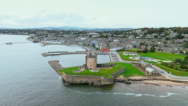 Broughty Castle in Dundee Scotland Aerial view