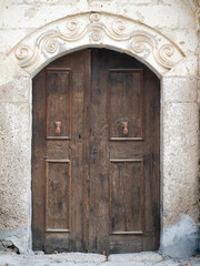 knock; bronze; hand; historical; ornamental; key; orient; hanging; knob door; grunge; knobs; brown; door handle; knob; detail; style; turkey; background; traditional; home; wood; antique; design; door